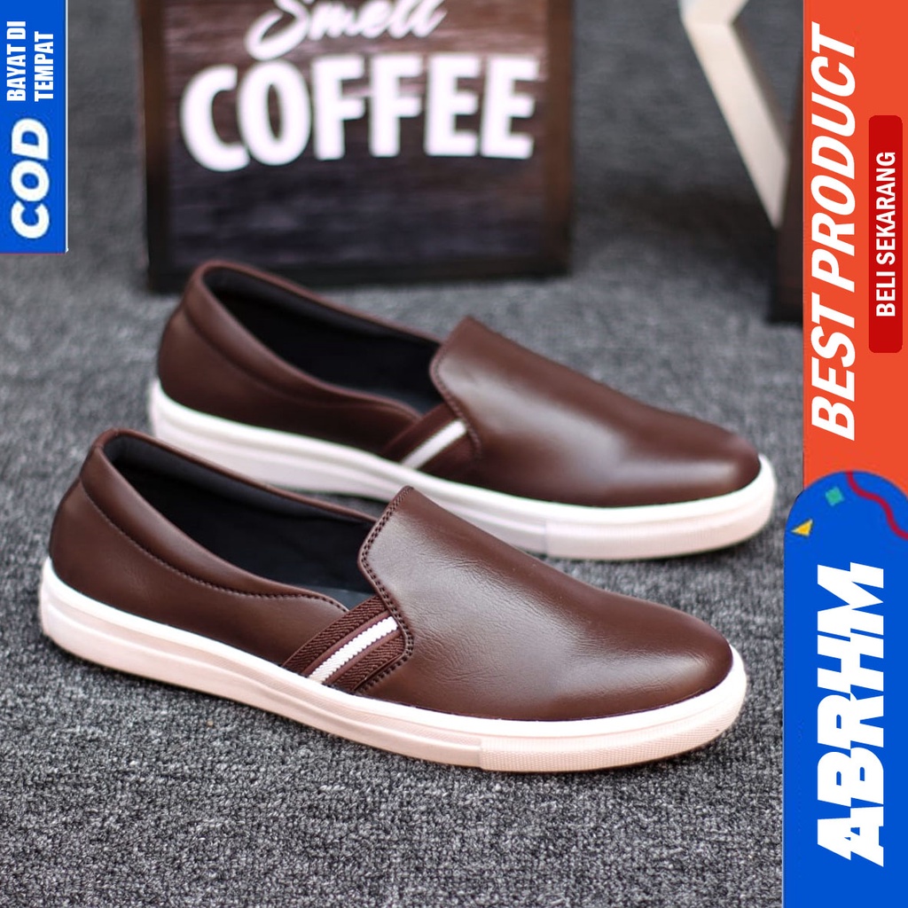 Abrhm Nue - Sepatu Slip On Santai Casual Hitam Pria Original