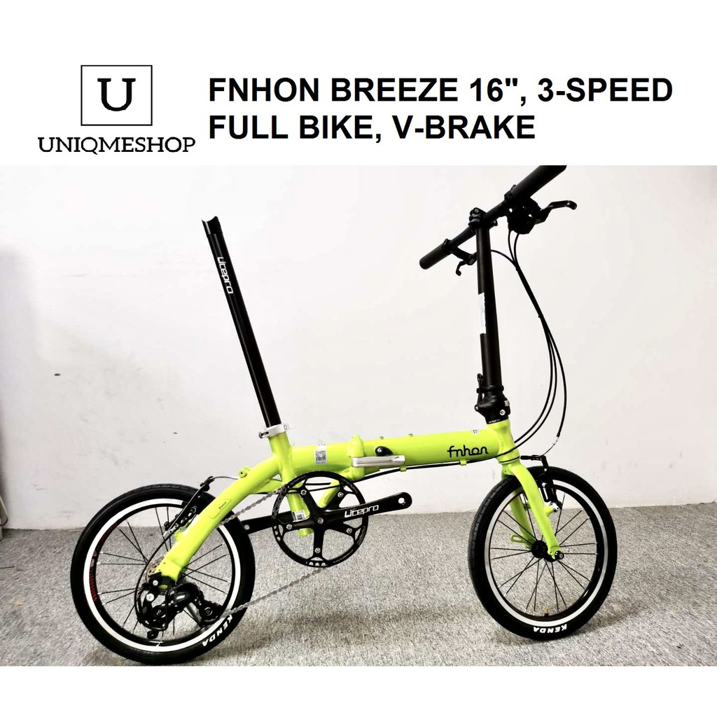Sepeda Lipat Fnhon Breeze 3 Speed 16" 16 inch Apple Green Lime Green FULL BIKE