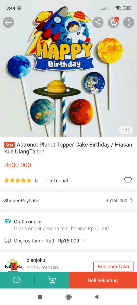 Astronot Planet Topper Cake Birthday / Hiasan Kue Ulangtahun
