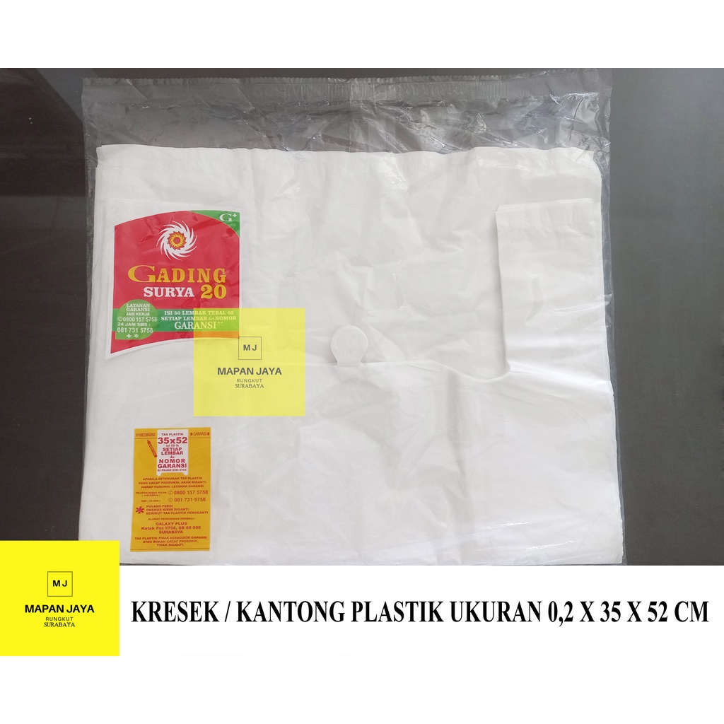 Kantong Plastik Kresek Putih Tebal Uk 35 isi 50 Lembar Termurah