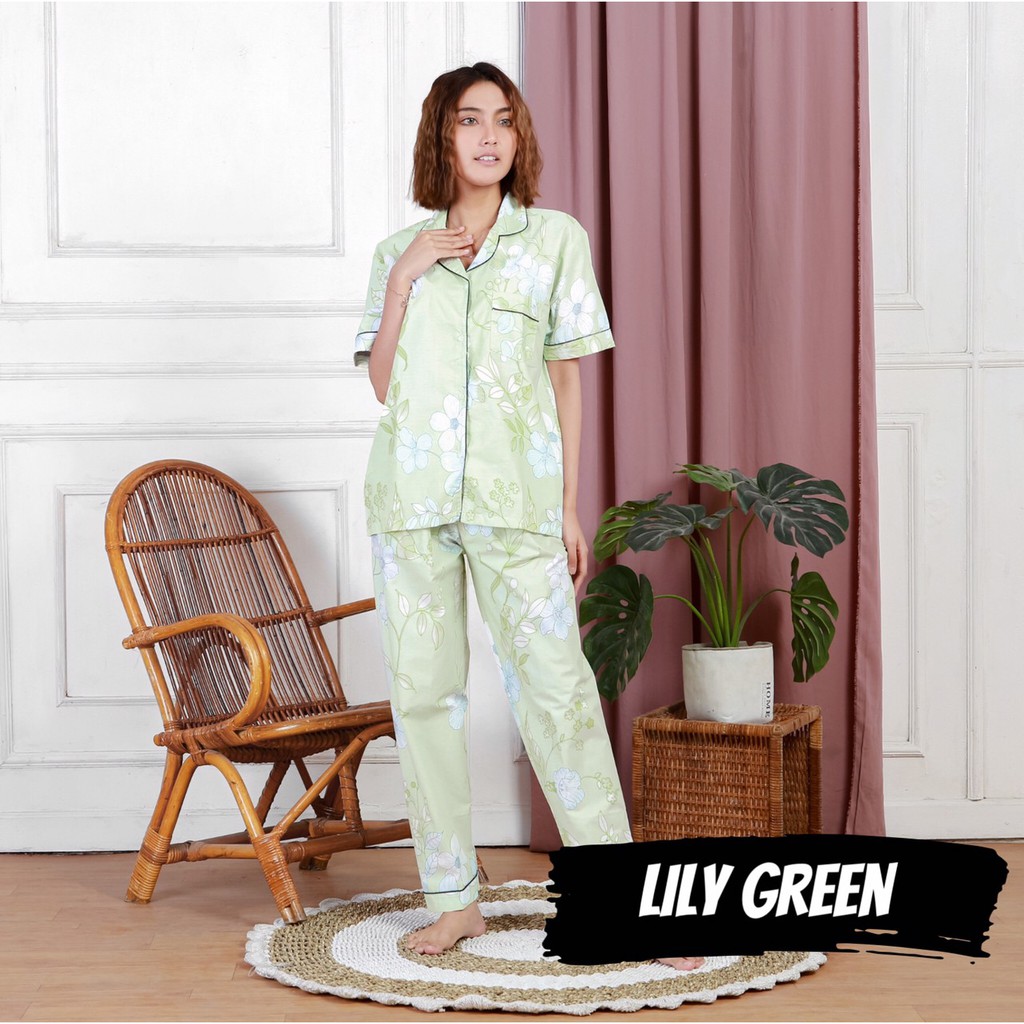 MOTIF FLOWER BUNGA KEMBANG Lily Pajamas baju tidur piyama baju busui sleepwear murah baju