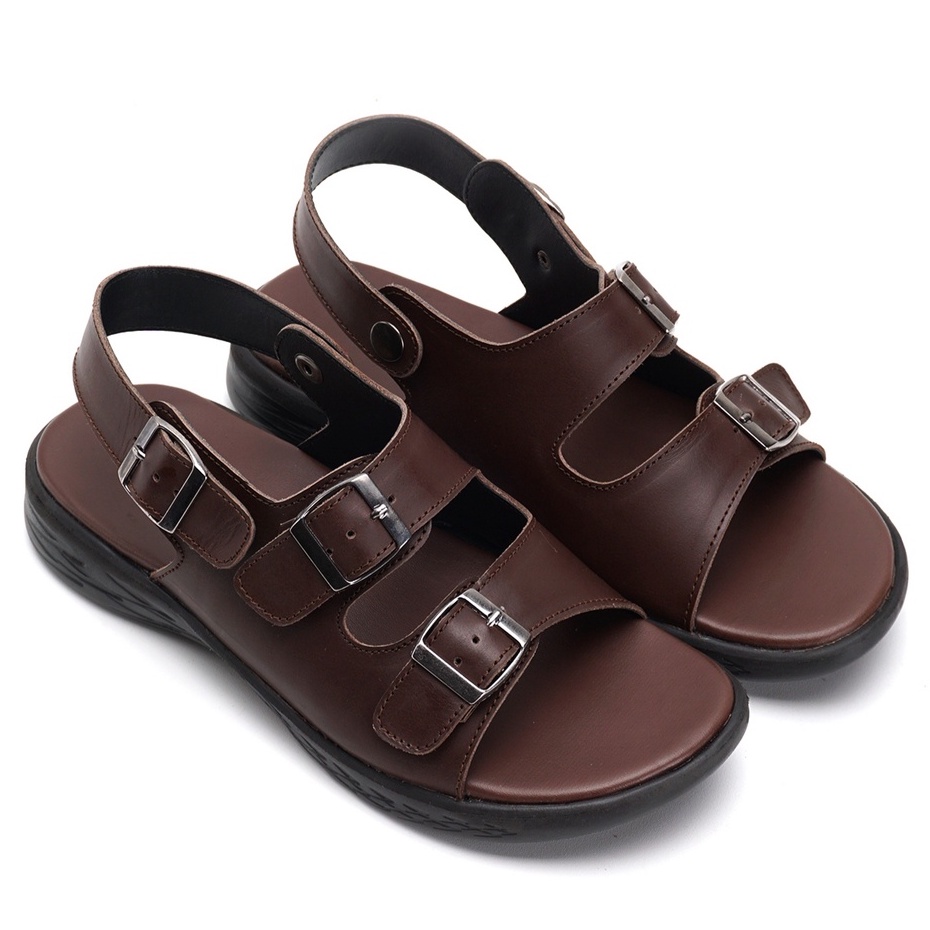 MOZZA 02 BROWN (KULIT ASLI) |ManNeedMe x GREATA| Sandal Pria Casual Sendal Slip On Kulit ORIGINAL