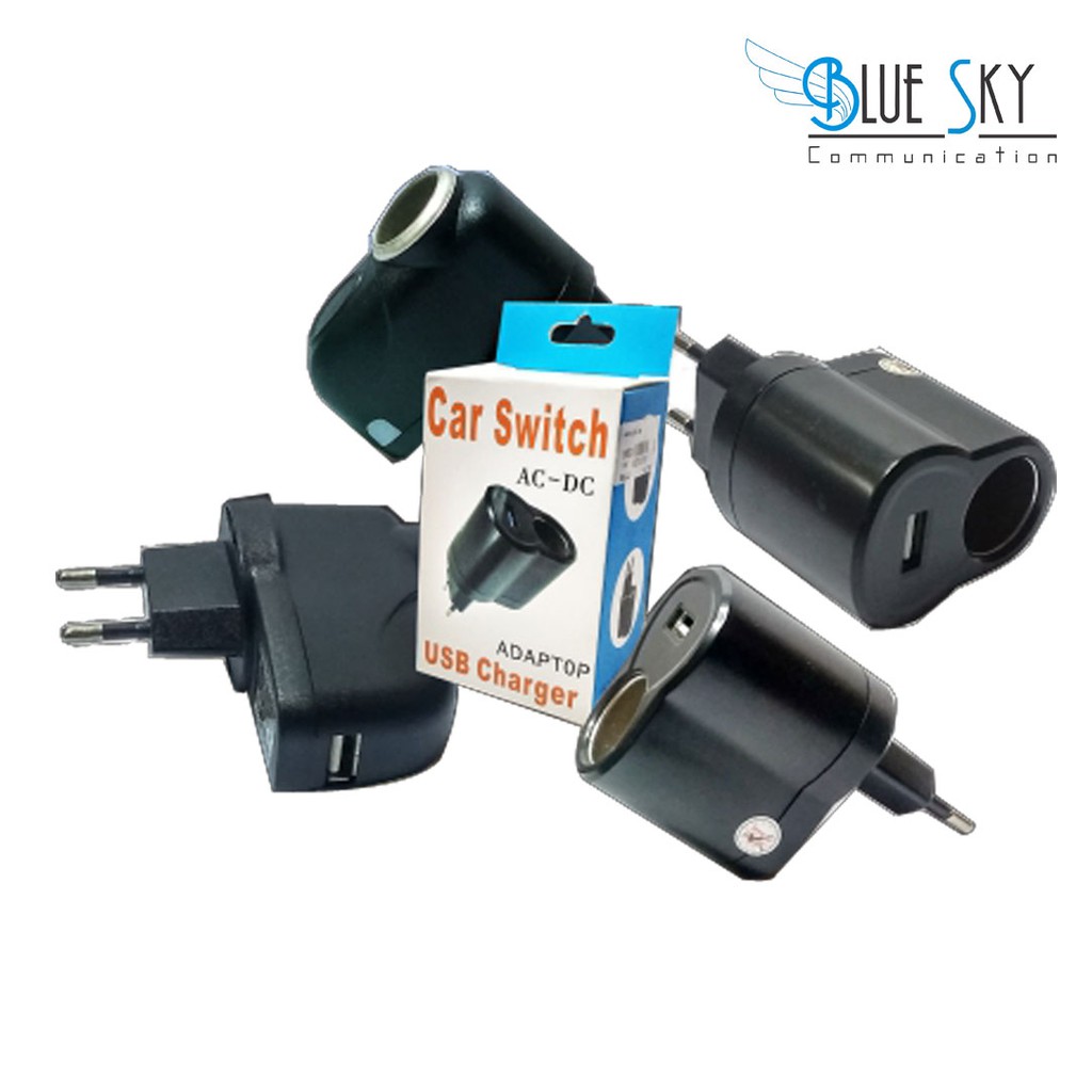 SOKET AC - DC PLUS USB TRAVEL ADAPTOR CHARGER