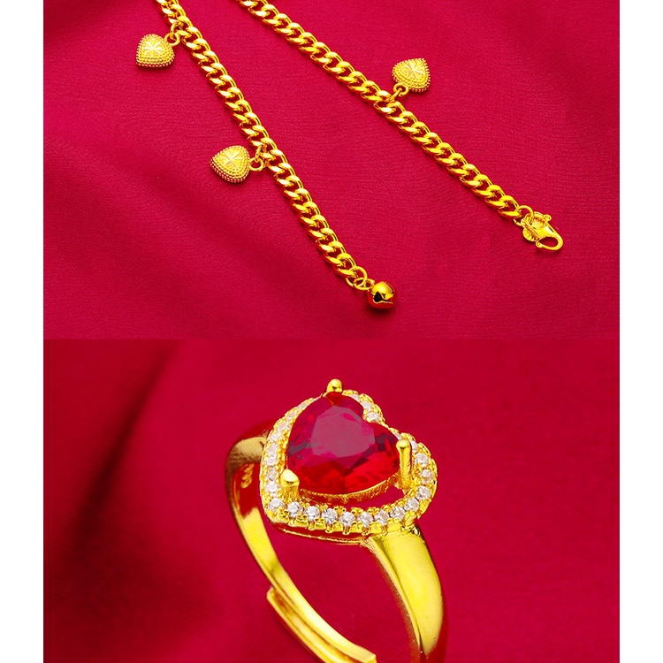 Set Kalung Anting Liontin Hati Kecil Lapis Emas Asli Kadar 375 Untuk Aksesoris Perhiasan Wanita