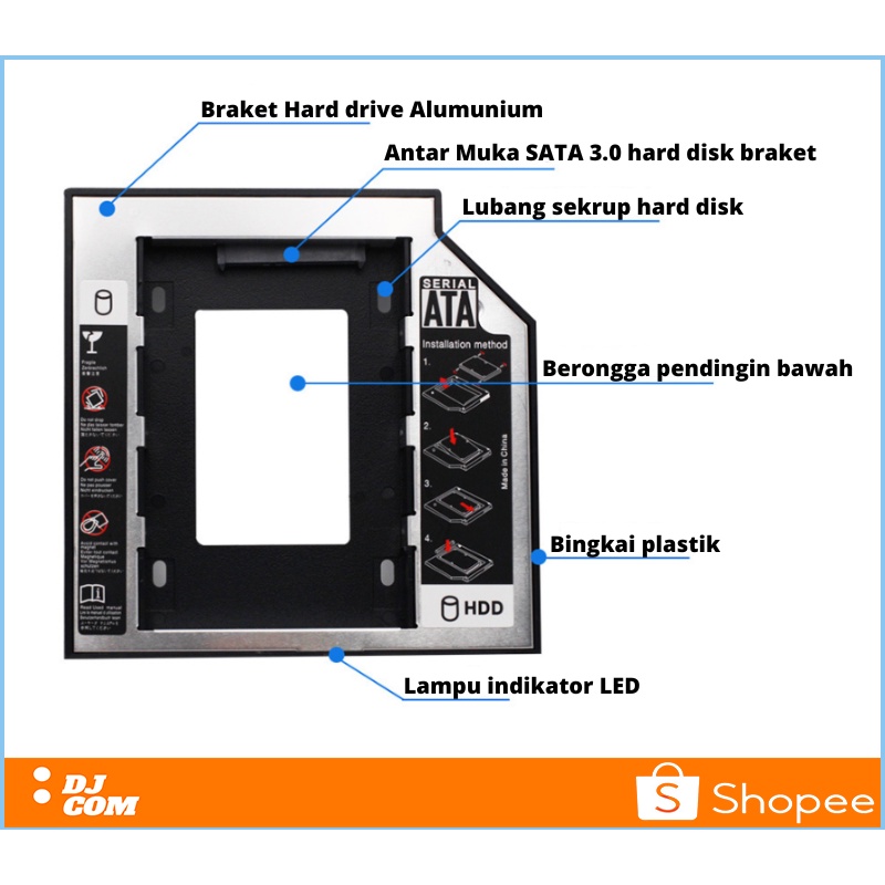 SSD HDD Caddy 9.5mm SATA 3.0 Hardisk Laptop