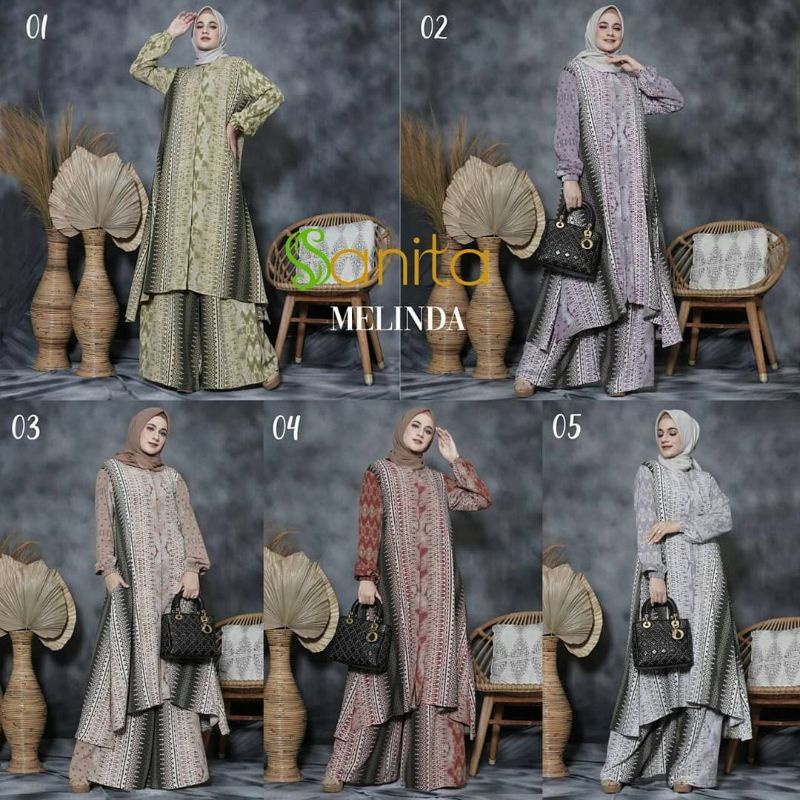 MELINDA SET TUNIK By SANITA (tunik+kulot)Terlaris Terbest seller
