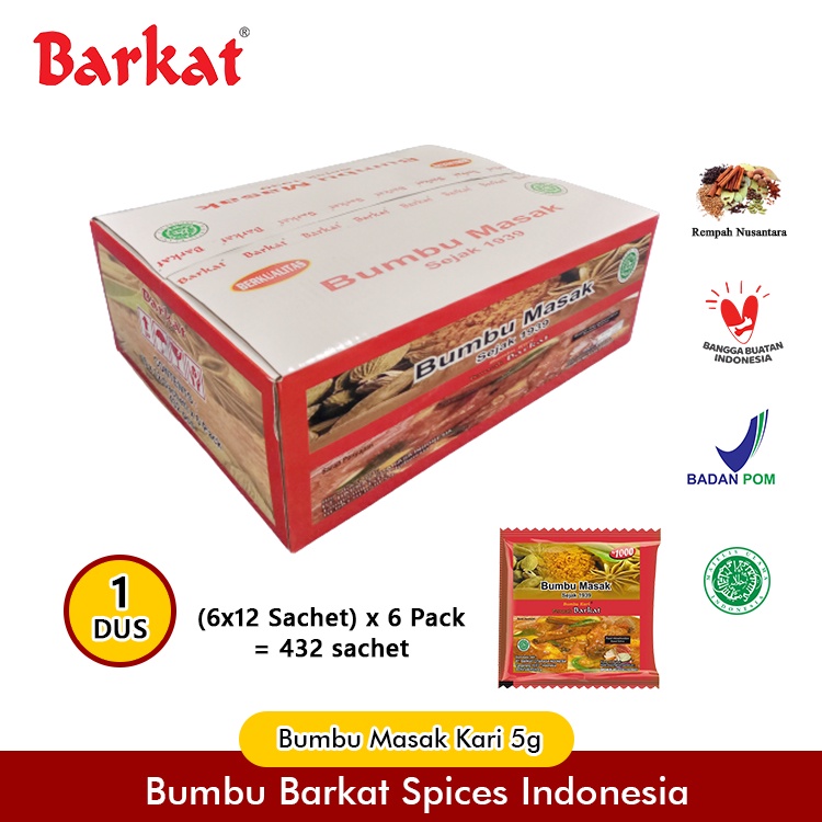 Barkat Bumbu Kari Padang Instan Bubuk 1 Dus Kemasan 5 gram Khas Padang Sejak 1939