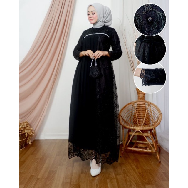 GAMIS EVIOLA // BAHAN TILLE BORDIR MUTIARA MIX CERUTY // SERAGAMAN KELUARGA // BAJU PESTA LAMARAN // KEBAYA WISUDA // BAJU LEBARAN // KEBAYA MODERN // By Aleeta