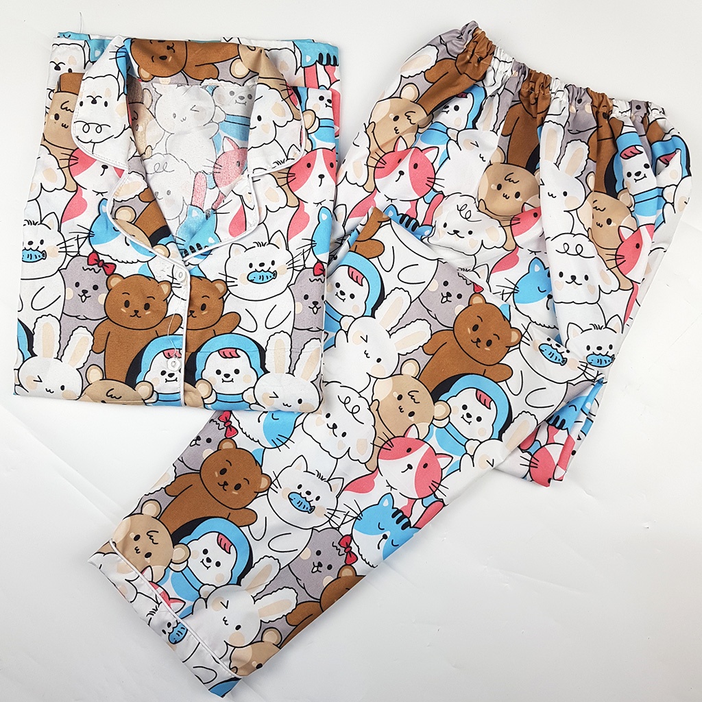 Baju Tidur Piyama Dewasa Setelan Jumbo Size  XXL LD 120-CPXL ANIMAL FAM BLUE