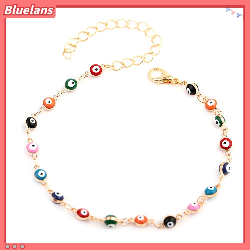 Bluelans Retro Women Colorful Eye Beads Adjustable Anklet Foot Chain Bracelet Jewelry