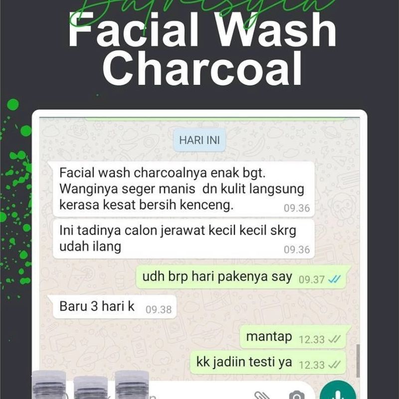 FACIAL WASH CHARCOAL BATRISYIA/ FACIAL WASH KOMEDO/PENGHILANG BEKAS LUKA NODA DI WAJAH