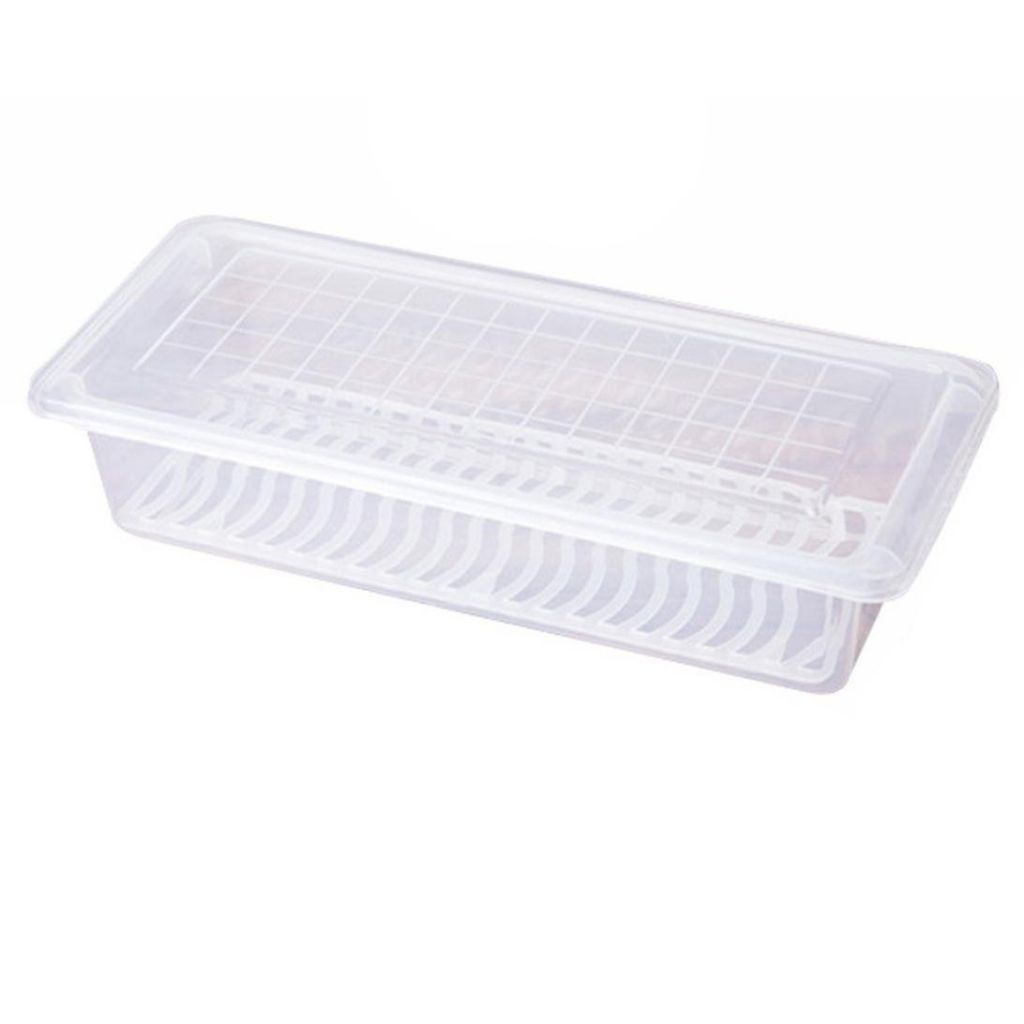 Home Kitchen  Sealed Storage Box Rectangular Refrigerator Moisture-Proof Drain Vegetable Keep Fresh Box Rack Holder OWT