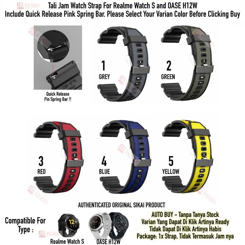 SIKAI Attitude Watch Strap Realme Watch S Pro / OASE H12W - Tali Jam 22mm Rubber Sporty Silikon