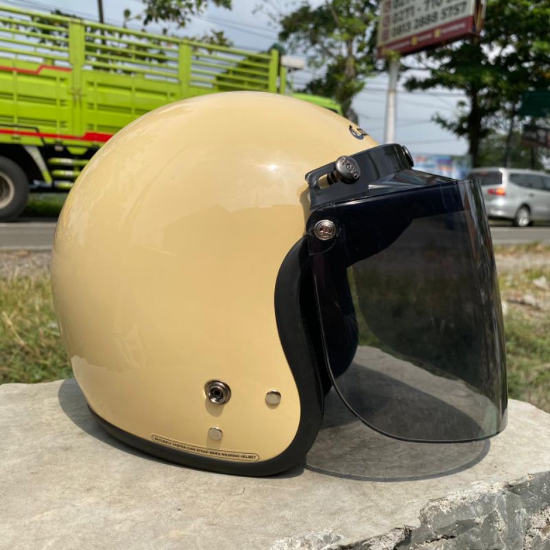 Helm Bogo Anak Polos + Kaca Datar SNI