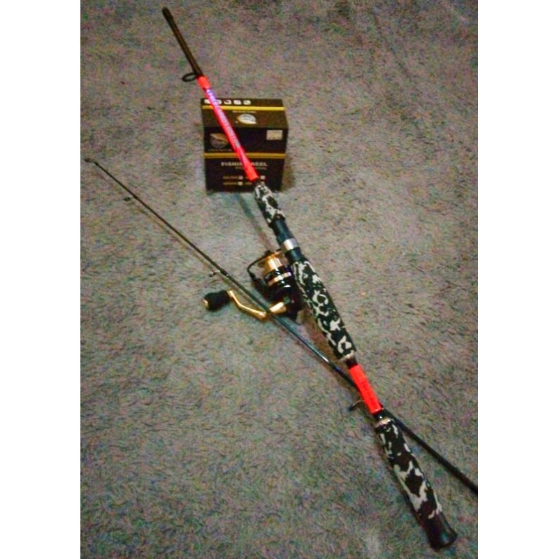 satu set alat pancing murah joran tornado cyber carbon + reel orca jaguar 1000