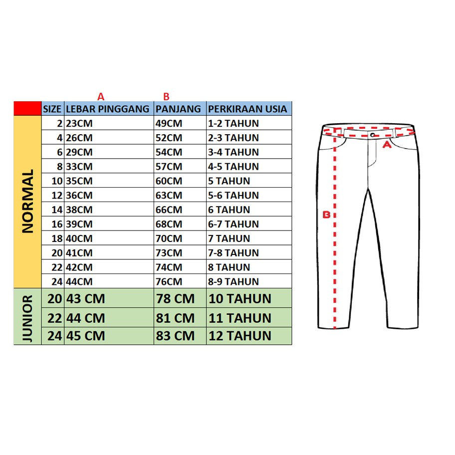 Celana Panjang Anak Laki-Laki/Perempuan   Umur 1-12-3