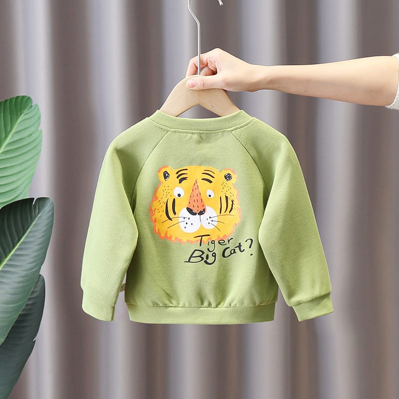 ANANAKSTORE - Cardigan rajut anak 0-5 tahun motif Dino abu &amp; Tiger hijau  super adem &amp; lembut / jaket anak sweater anak outwear impor