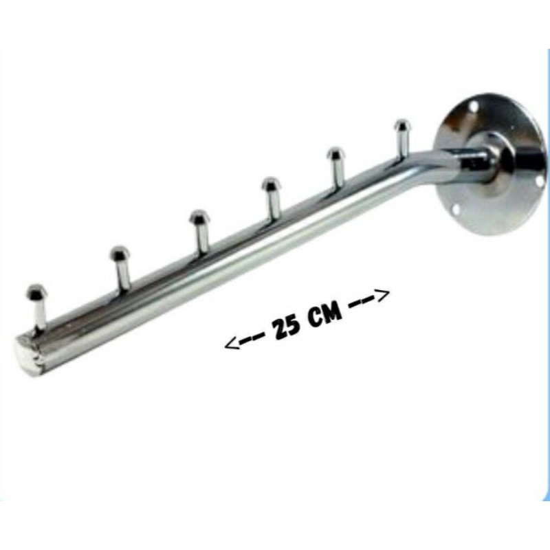 Gantungan baju hanger suling tembok 6 titik pajangan dinding baju toko, butik