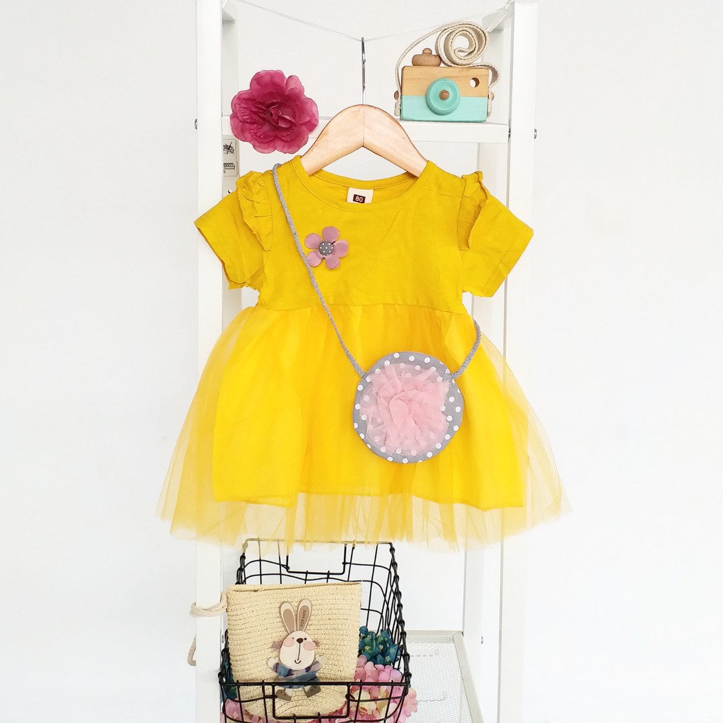 LittleAaron DRESS ROUND POLKA BAGS 267 EBV Baju Dress Anak Perempuan Import 6 bulan - 3 tahun