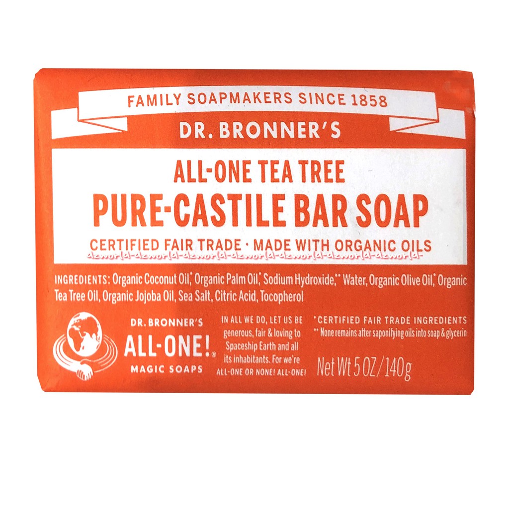 Dr Bronner's140gr All One Rose Almond Peppermint Unscented Lavender Pure Castile Bar Soap Sabun Batang Sabun Mandi Dr Bronners drbronners Dr Broner Bronner