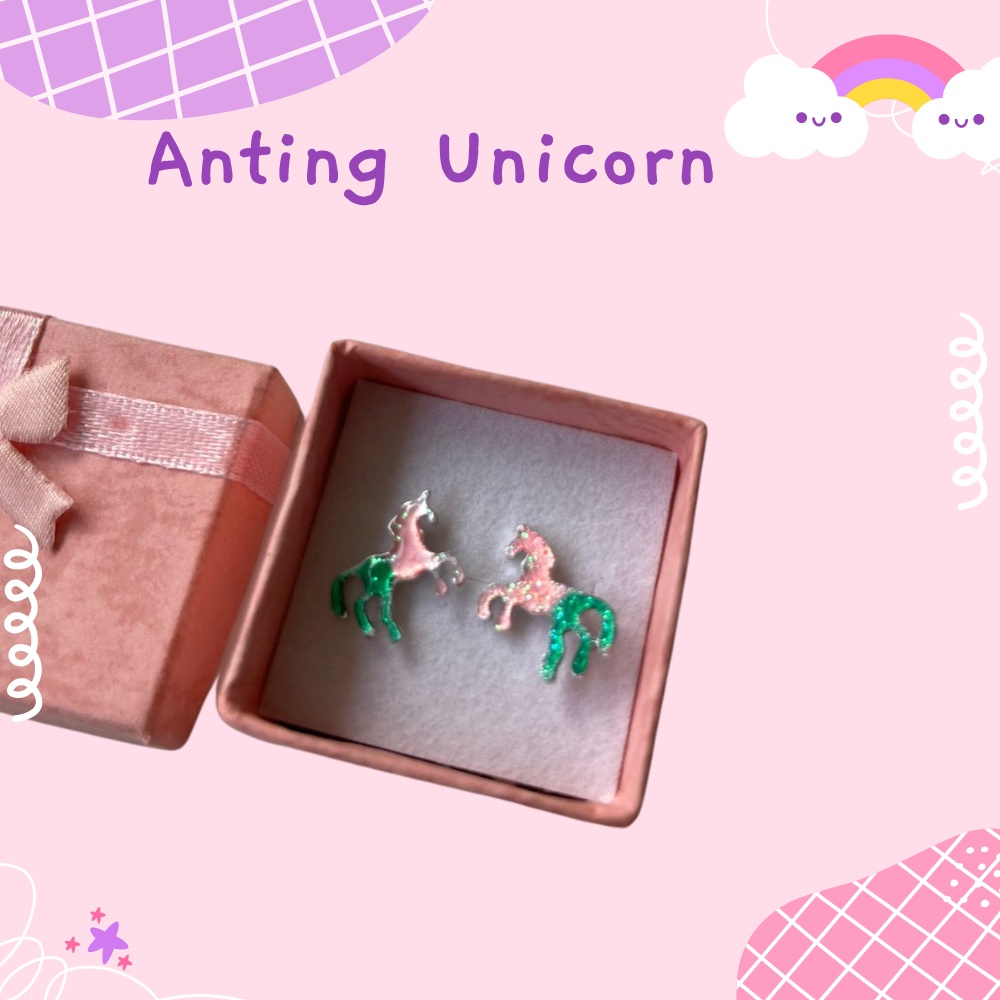 Anting Unicorn Glitter Anak Korea Premium Hadiah