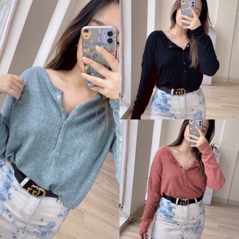OLDNAVY WAFFLE KNITTED TOP - ATASAN SWEATER RAJUT ORIGINAL BRANDED-4