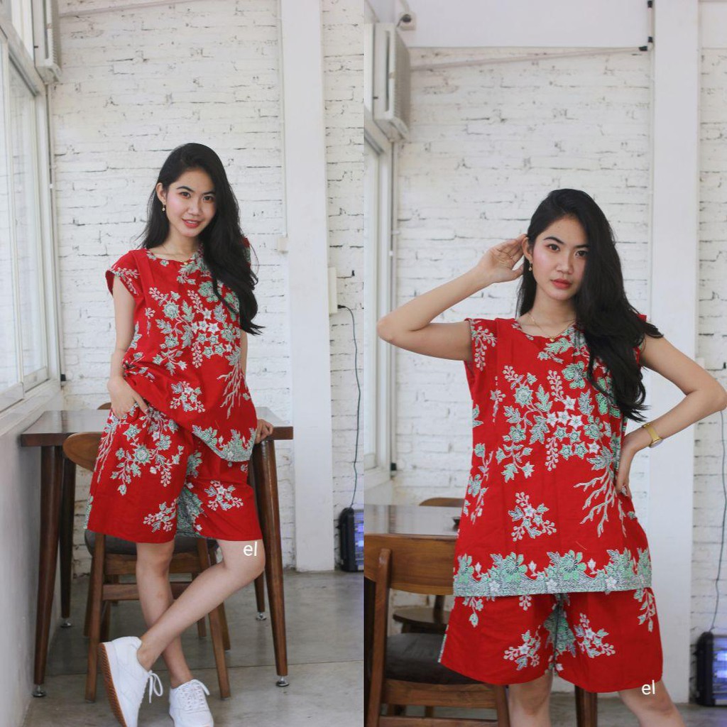 Setelan Batik Set Baju Santai Katun Primisima Tebal Adem Batik Matilda Work From Home Outfit #5