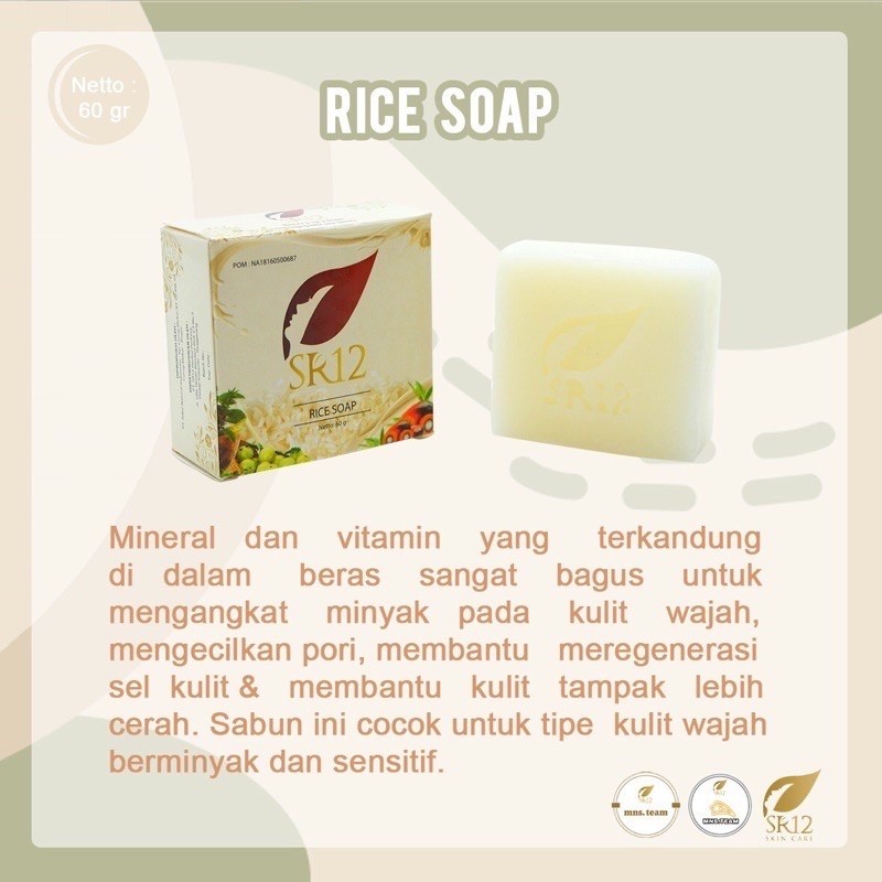 Sabun Beras SR12 Rice Soap SR 12 Sabun Pembersih Wajah Penghilang Jerawat Flek Hitam Minyak