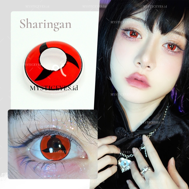 [✅COD] MYSTICEYES SOFTLENS COSPLAY CRAZY LENS SHARINGAN 14.5MM (NORMAL)