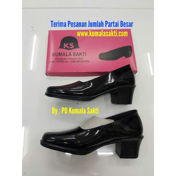 Sepatu Polwan PDH Kulit Asli Kilap Hak 5 cm | Sepatu Dinas Wanita-Sepatu Angkel Boot-Sepatu Pantopel-Kaos Security