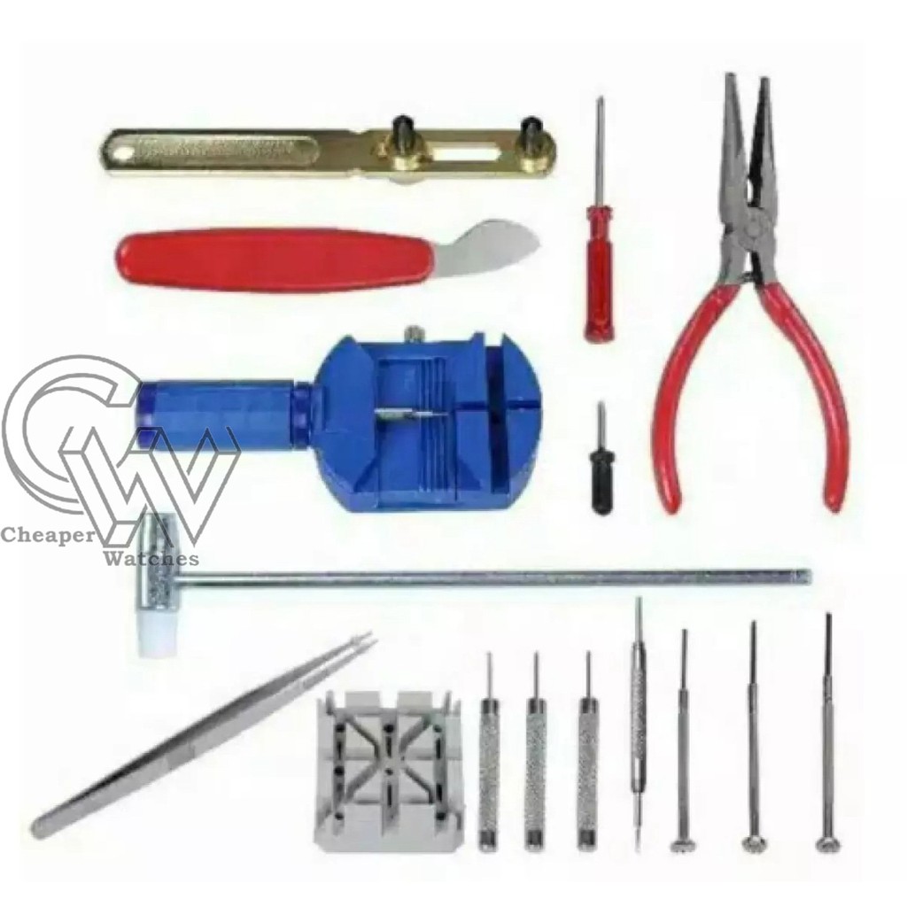 Cheaper-Alat Perlengkapan Set Service Jam Tangan Alat Servis 16pcs ToolKit Watch