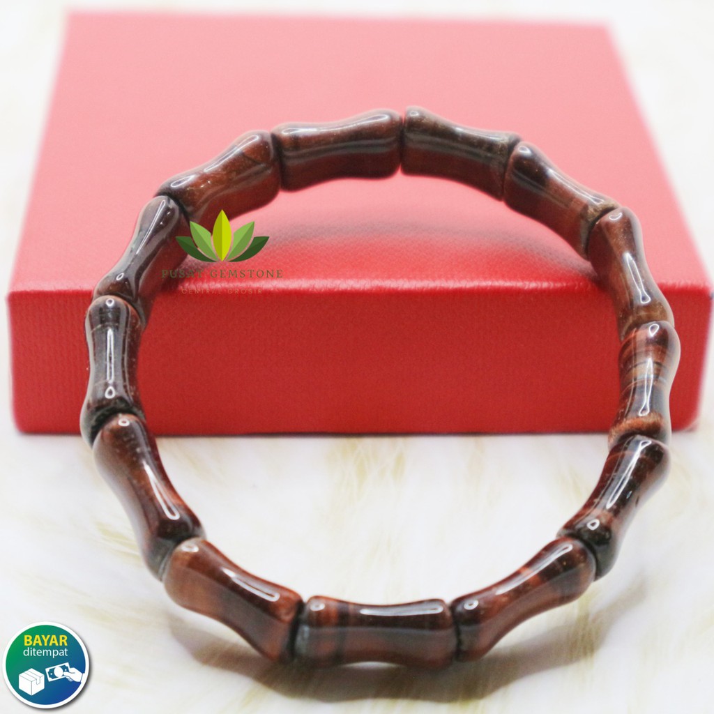 Gelang Red Tiger Eye Model Bambu