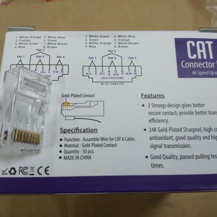 NYK Connector RJ45 Cat6  isi 50Pcs - Konektor RJ45 Cat6