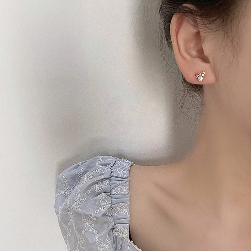 Anting Tusuk Sterling Silver 925 Hias Kristal / Berlian / Mutiara Imitasi Ala Korea Untuk Wanita