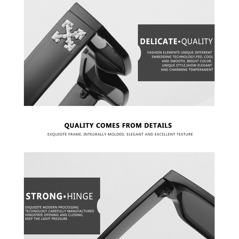 Ready Stock Square Kacamata Hitam Wanita Personality Snowflake Decorative Glasses Men and Women