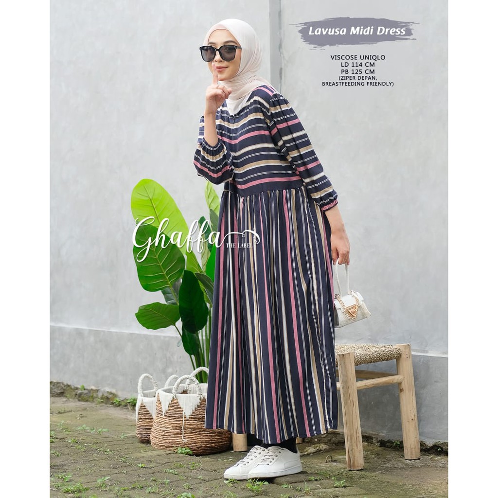 Lavusa Long Tunik / Midi Dress Katun Rayon Viscose