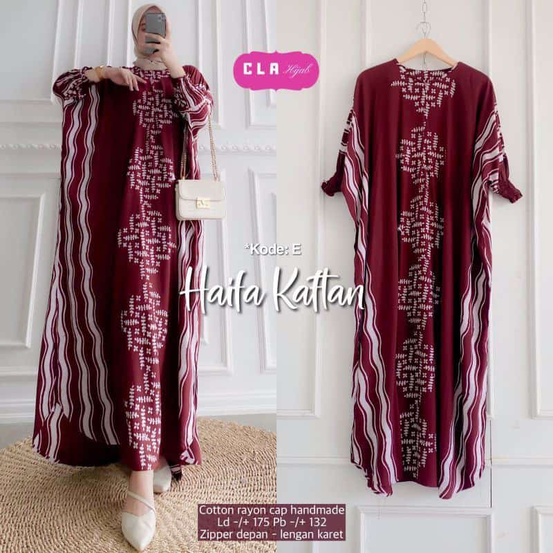 Gamis Kaftan Wanita Jumbo Batik Eksklusif Cap Encim Haita Kaftan Busui Resleting / Gamis Rayon Gamis Arabian