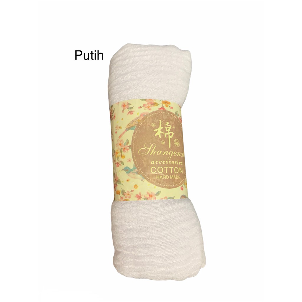 RI04-RI06 FUNSTORE HIJAB PASHMINA CRINKLE SHAWL COTTON WIDE JILBAB BAHAN KATUN PREMIUM IMPORT-Putih