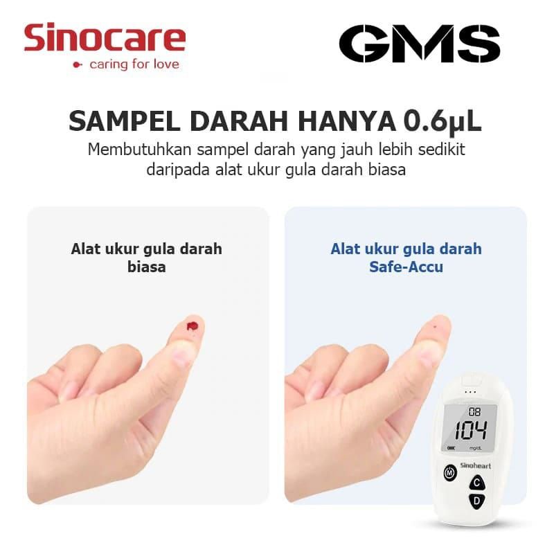 Sinocare Alat Cek Gula Darah Safe Accu Paket Lengkap ( Bonus 50 Strip + 50 Lancet )