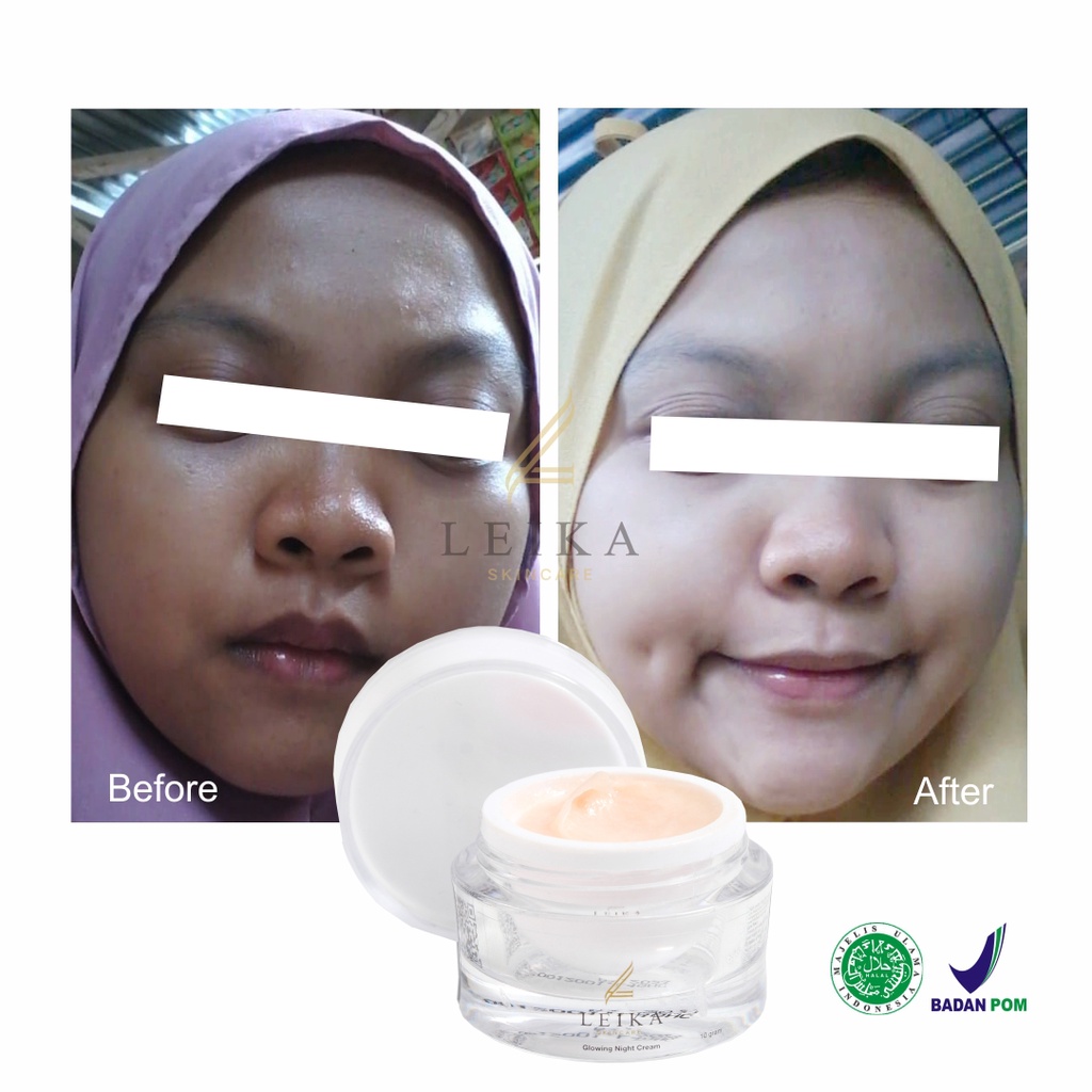 Leika Skincare Glowing Night Cream BPOM Halal MUI Perawatan Wajah Glowing Pencerah Wajah Kecantikan-1