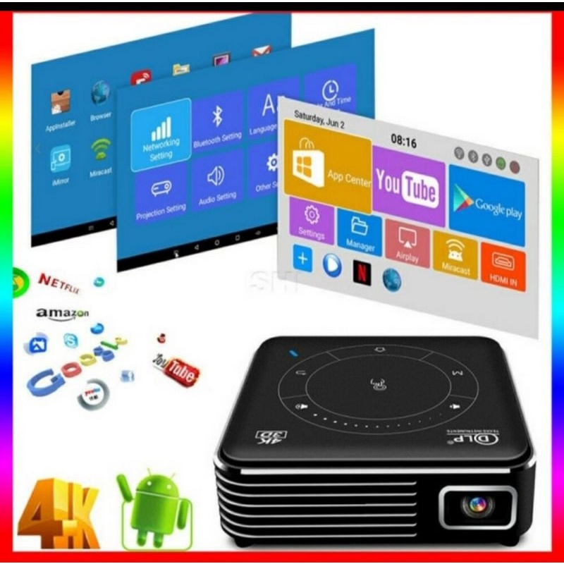 Mini Smart Projector PICO P11 DLP Android 9 2GB / 16GB Airplay Miracast
