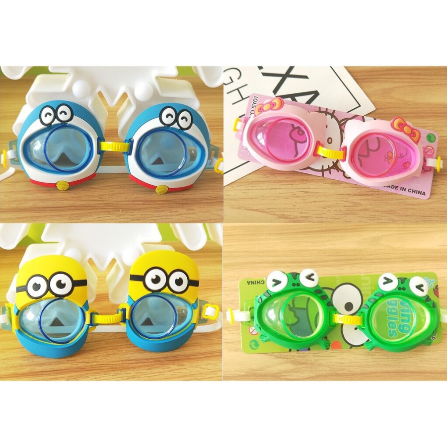 KACAMATA RENANG ANAK GOGGLES DIVING HELLO KITTY DORAEMON ULTRAMAN CARDS POLY BUS
