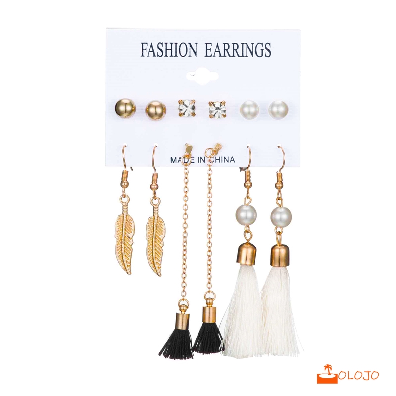 Olojo 1 Set / 6Pcs Anting Tusuk Mutiara Imitasi untuk Wanita