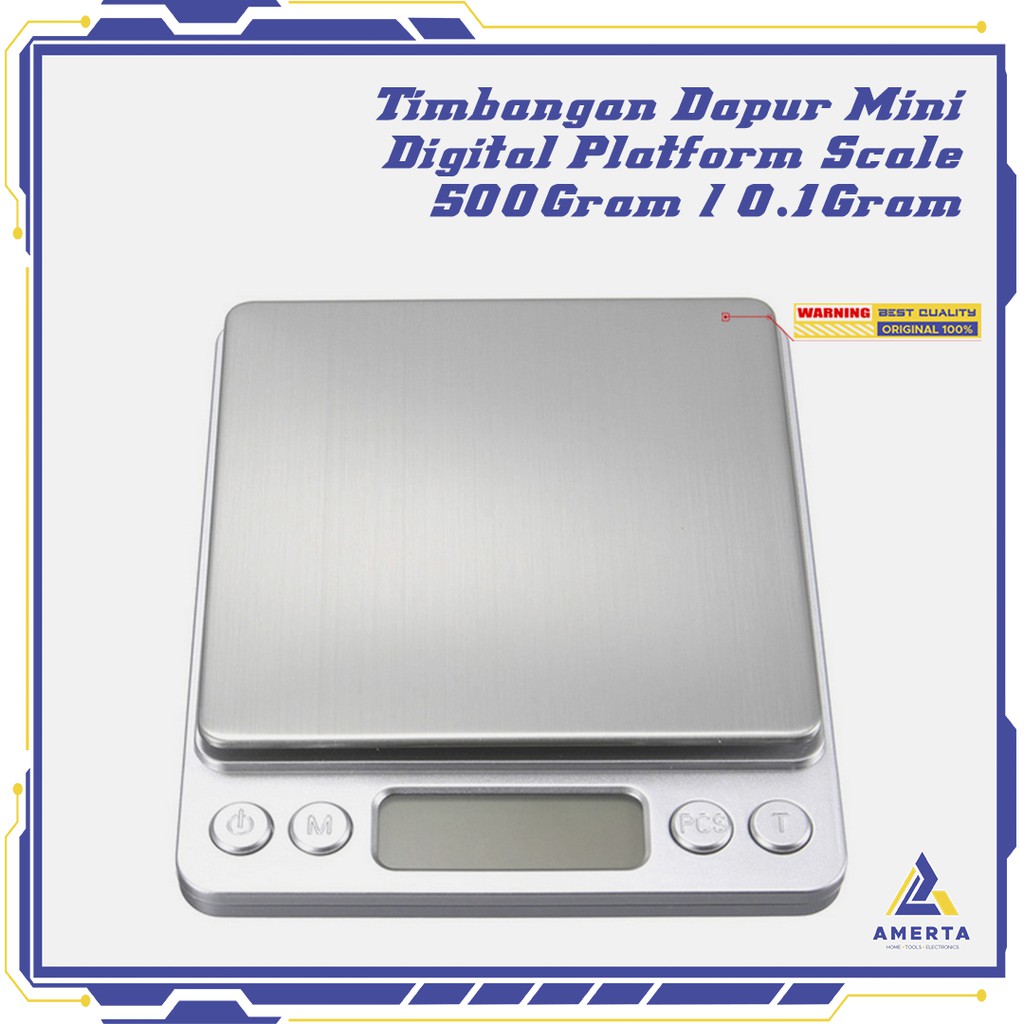 Timbangan Dapur Mini Digital Scale 500g - 0.01g - i2000 Taffware Digipounds  - Silver