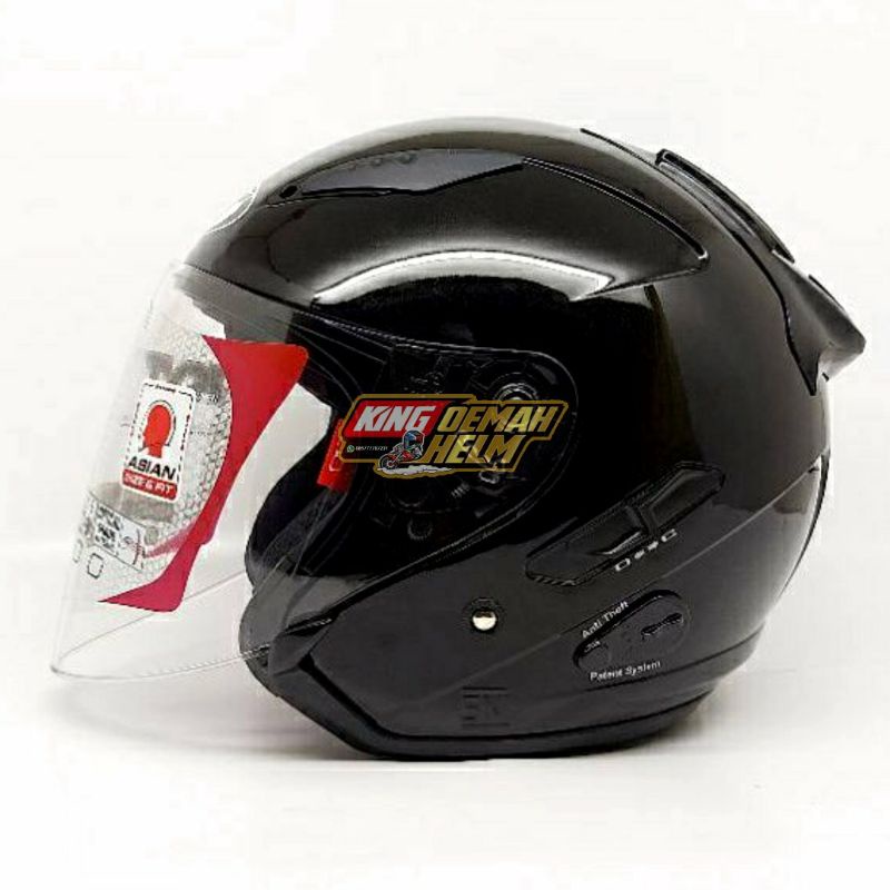 HELM KYT GALAXY BLACK METALIK 2 VISOR HELM HALF FACE DOUBLE VISOR KYT GALAXY SLIDE HITAM METALIK ORI