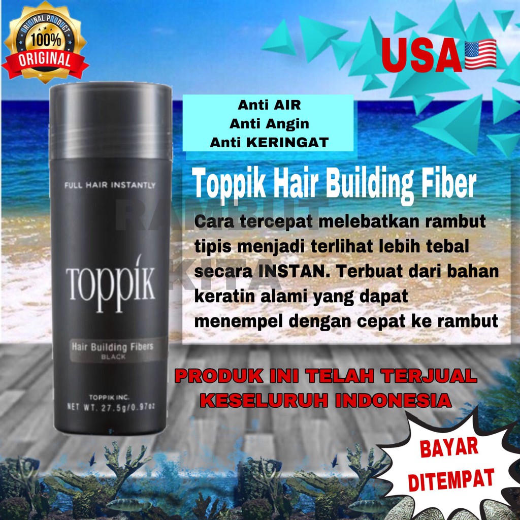 Penebal Rambut Cepat Toppik Hair Fiber 55gr Original Amerika