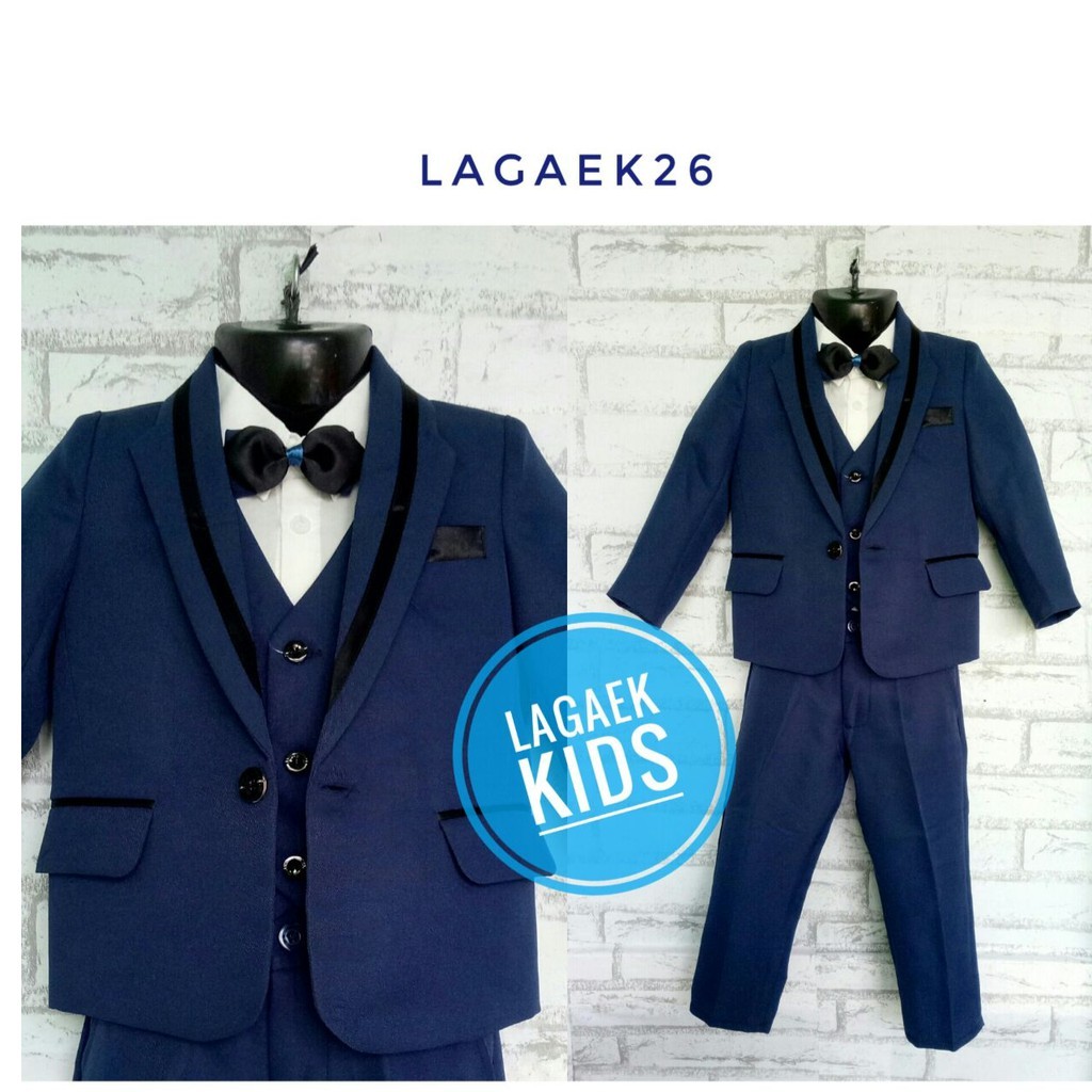 Jas Anak Tuxedo Anak 9 -10 tahun Setelan Tuxedo Anak Setelan Jas Anak Laki Usia 9 10 Tahun Premium NAVY 8in1 - Setelan Pesta Jas Anak Dasi Tuxedo LENGKAP