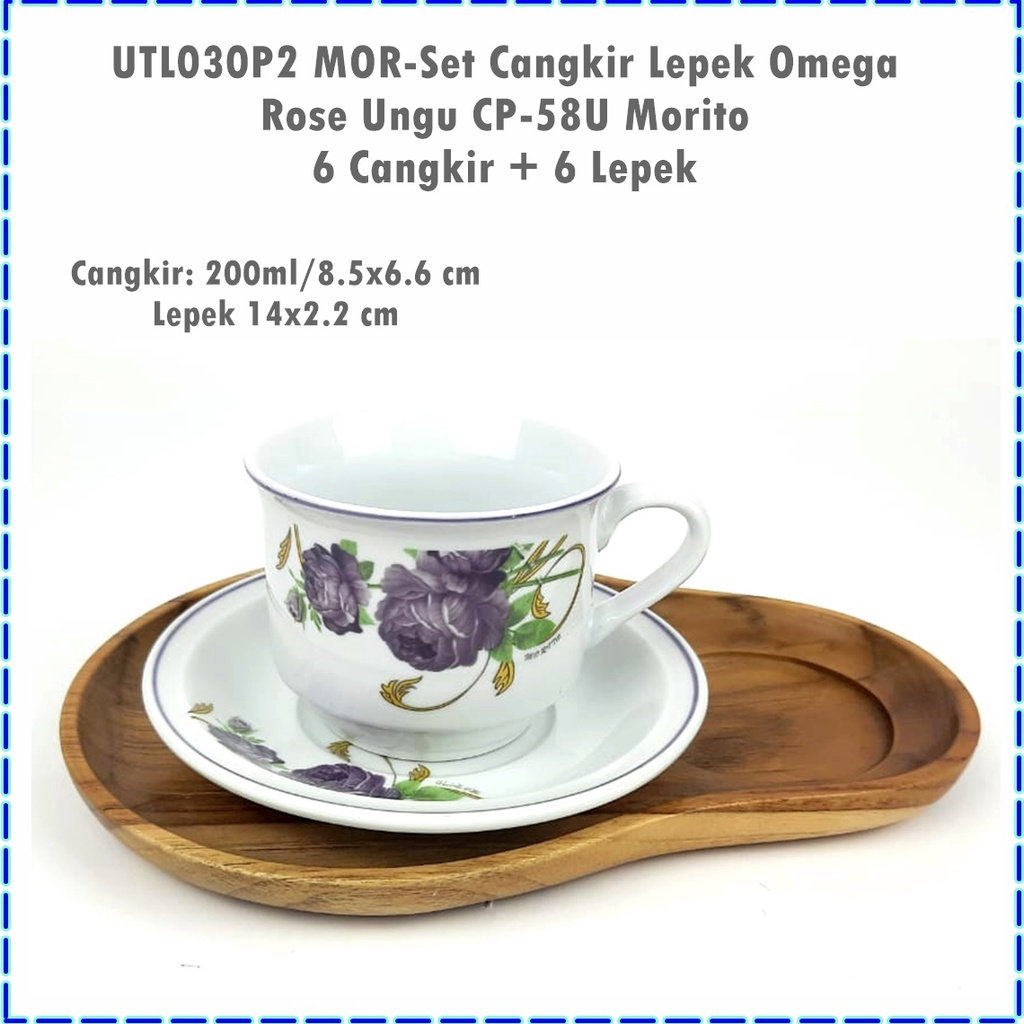 UTL030P2 Set Cangkir Lepek Omega Rose Ungu CP-58U Morito