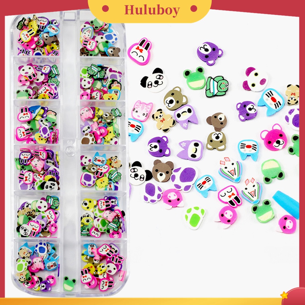 Huluboy Huluboy♡ 1 Kotak Charms Bentuk Buah 3D Warna-Warni Bahan PVC Tahan Air Untuk Dekorasi Manicure
