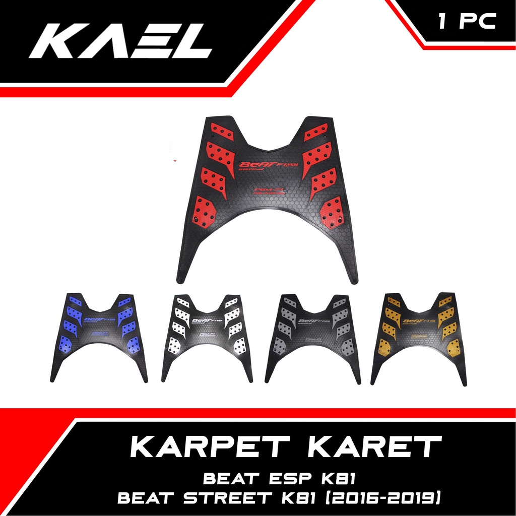 Karpet Karet Honda Beat Street-eSP New K81 2016-2017-2018-2019 Keset Pijakan Alas Kaki Motor Merah-Biru-Putih-Abu-Emas-Gold FI-F1